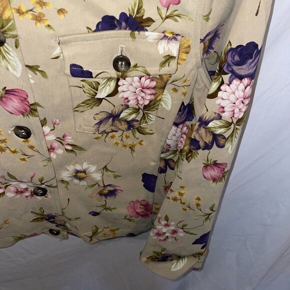 Jones New York Women’s Casual Shirt Size 10 Beige Floral Going Out Party Comfort - Picture 7 of 12